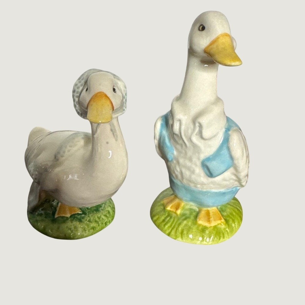 Beswick Beatrix Potter Rebeccah and Mr Drake Puddle-Duck Figurines England 1981